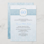 青い花のダマスク結婚記念日の招待状 招待状 (正面/裏面)