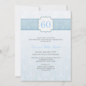 青い花のダマスク結婚記念日招待状 招待状 (正面)