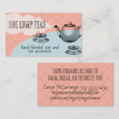 青い花のティーポットとティーカップビジネスカード 名刺 (正面/裏面)