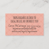 青い花のティーポットとティーカップビジネスカード 名刺 (裏面)