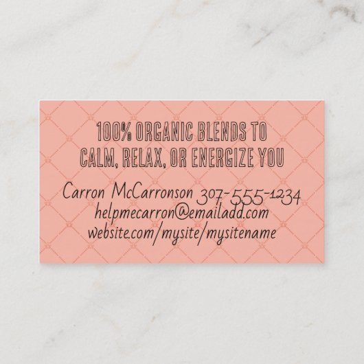 青い花のティーポットとティーカップビジネスカード 名刺 (裏面)