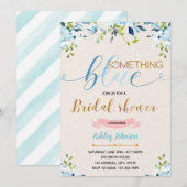 青い花のテーマの招待状 招待状 (正面/裏面)