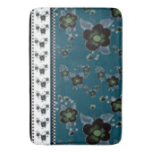 青い花のデザイナー バスマット (正面縦)