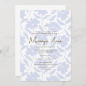 青い花のデザインの聖体拝領招待状 招待状 (正面/裏面)