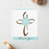 青い花のノートが付いているシンプルでコンテンポラリーな十字 ノートカード (正面/裏面インサイチュ)