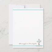 青い花のノートが付いているシンプルでコンテンポラリーな十字 ノートカード (裏面)