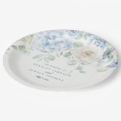 青い花のハイドランジア ウェディング ペーパープレート (アングル)