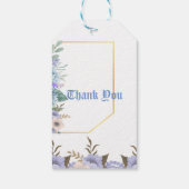 青い花のハイドランジア パープルライラック ベビーシャワー ギフトタグ (裏面)