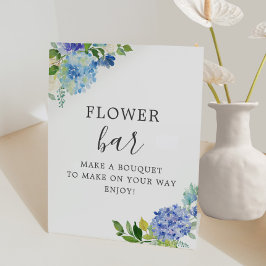 青い花のハイドランジア フラワーバー 台座サイン