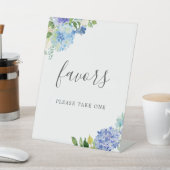 青い花のハイドランジア ブライダルシャワーの景品サイン 台座サイン (インサイチュ)