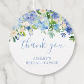 青い花のハイドランジア ブライダルシャワー 感謝 フェイバータグ (裏面)