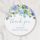 青い花のハイドランジア ブライダルシャワー 感謝 フェイバータグ (正面)