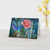 青い花のハチドリのすべての行事のメッセージカード カード (黄色い花)