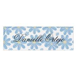 青い花のパターン – 名パーソナライズされた前タグ 名札