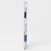 青い花のパターン iPhoneケース (右側)