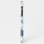 青い花のパターン iPhoneケース (左側)