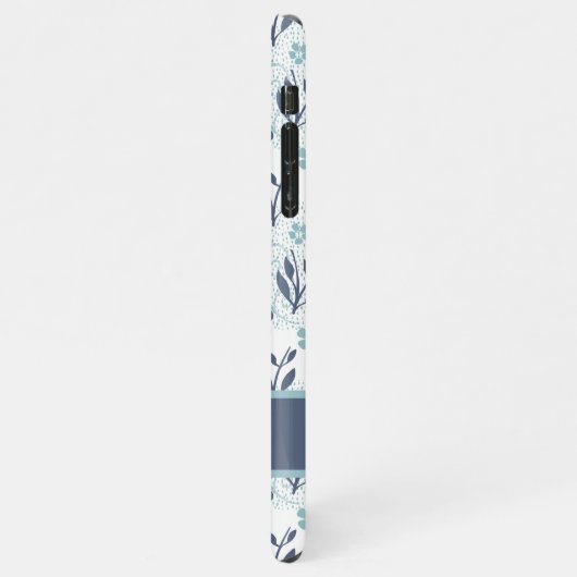 青い花のパターン iPhoneケース (左側)