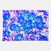 青い花のパワーアート キッチンタオル (横)