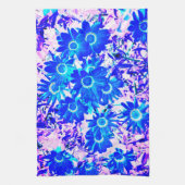 青い花のパワーアート キッチンタオル (縦)