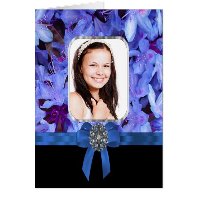 青い花のパーソナライズされた写真 (正面)