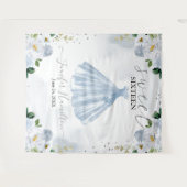 青い花のピンクのドレス スウィート16 背景 タペストリー (正面(横))