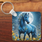 青い花のファンタジー馬 キーホルダー (正面)