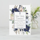 青い花のファーストコミュニオン 招待状 (スタンド正面)