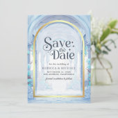 青い花のフェアリーテイル城のウェディング セーブザデート (スタンド正面)