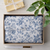 青い花のフランス風ビンテージデコパージュ 薄葉紙 (ギフト)