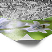 青い花のフレームにハチ　オリジナルから作成　8x8 フォトプリント            (角)