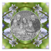 青い花のフレームにハチ オリジナルプリントを作成 8x8 フォトプリント (正面)