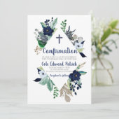 青い花のフレーム確認 招待状 (スタンド正面)