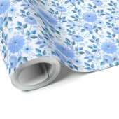 青い花のフローラエレガント包装紙 ラッピングペーパー (ロールコーナー)