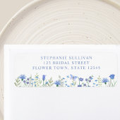 青い花のブライダルシャワーの返信住所ラベル ラベル