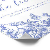 青い花のブライダルシャワーゲームサイン　花嫁は何歳？ ポスター (角)