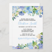 青い花のブライダルシャワー招待状 招待状 (正面/裏面)