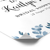 青い花のブライダルシャワー ウェルカムサイン ポスター (角)