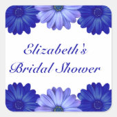青い花のブライダルシャワー スクエアシール (正面)