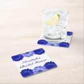 青い花のブライダルシャワー スクエアペーパーコースター (インサイチュ)