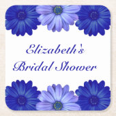 青い花のブライダルシャワー スクエアペーパーコースター (正面)