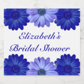 青い花のブライダルシャワー スパークリングワインラベル (シングルラベル)