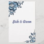 青い花のブライダルシャワー ビンゴゲーム カード (裏面)