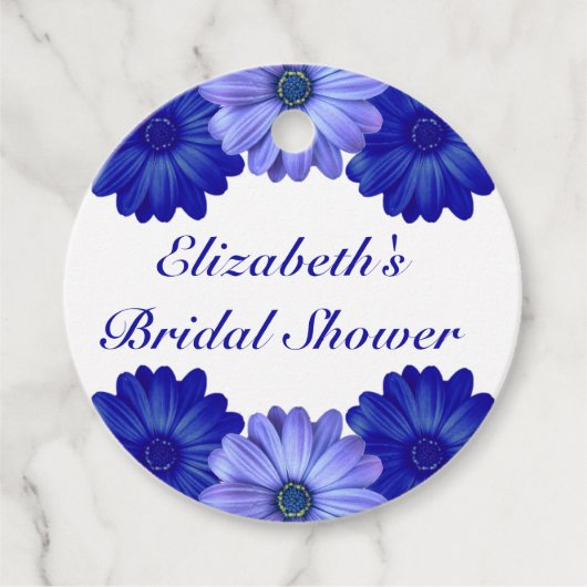 青い花のブライダルシャワー フェイバータグ (正面)