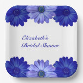 青い花のブライダルシャワー ペーパープレート (正面)