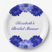 青い花のブライダルシャワー ペーパープレート (正面)