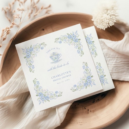 青い花のブライダル・ティーパーティー スタンダードカクテルナプキン