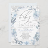 青い花のベイビーシャワー「寒いよ、ベイビー」 招待状 (正面/裏面)