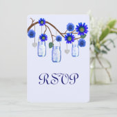 青い花のマスンジャー応答カード 招待状 (スタンド正面)