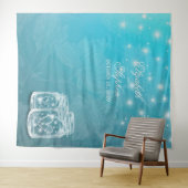 青い花のマソンジャー結婚式写真ブース背景 タペストリー (インサイチュ(横))