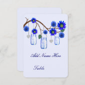 青い花のメイソンジャー テーブルプレイスカード 招待状 (正面/裏面)